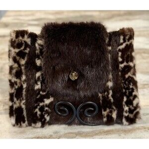 Vintage Fur Purse Brown Small Shoulder Bag 11x9" Mixed Fur Pristine Interior